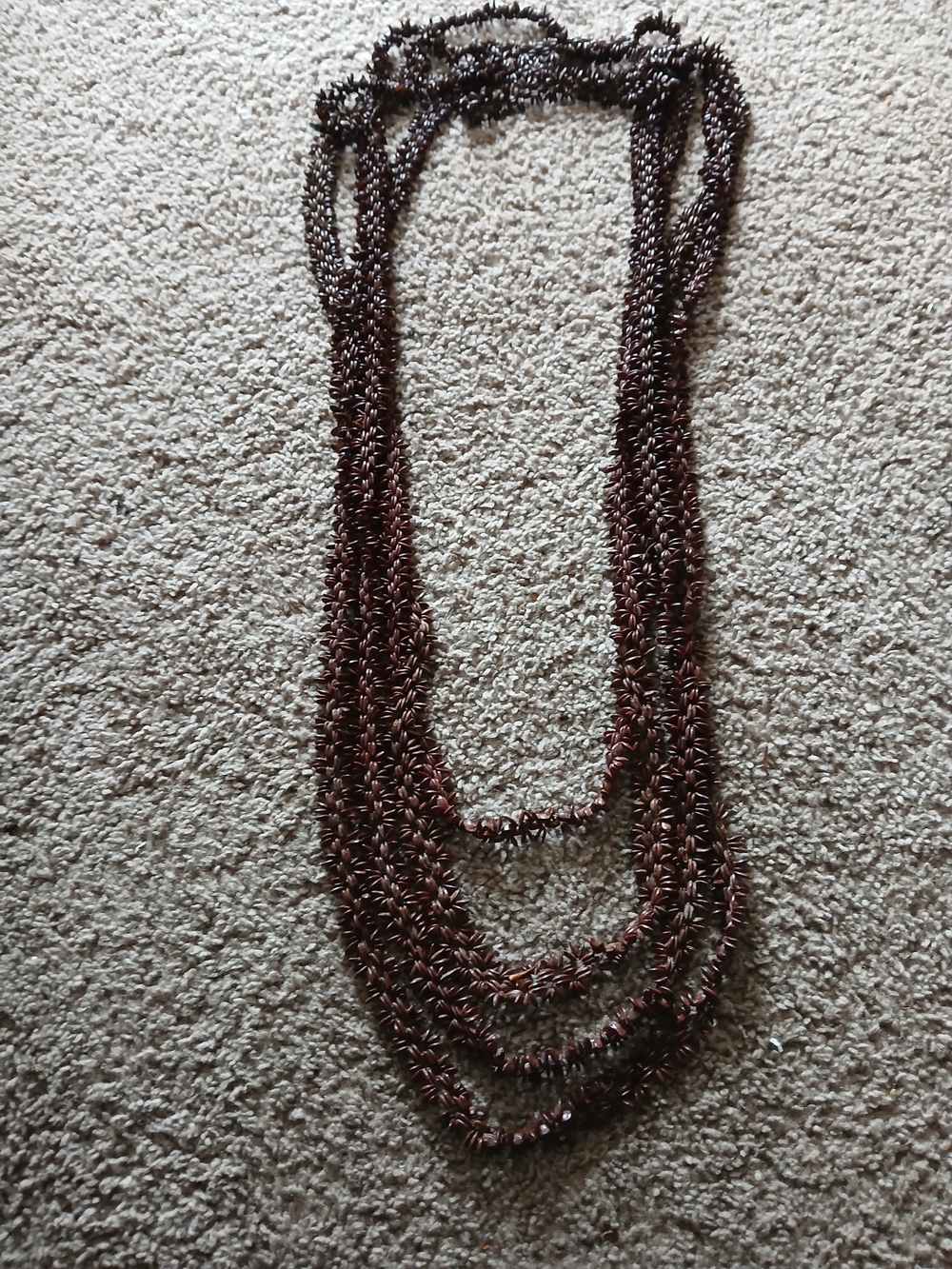 Hawaiian Apple Seed Lei 4 Strands Of Different Layered Lengths